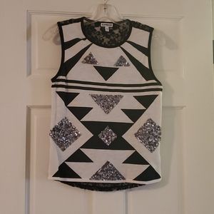 Express Aztec print ank top, lace back